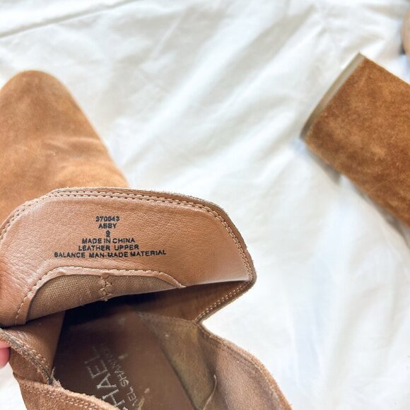 Michael by Michael Shannon Tan Suede Leather Block Heel Booties Women’s Size 9 - Picture 8 of 9